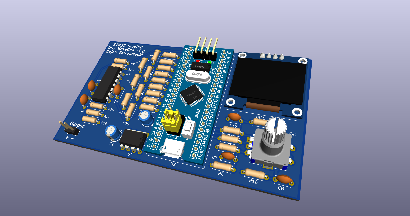 3D render of wavegen PCB